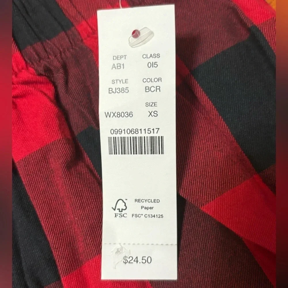 Mens J. Crew Buffalo Check Red Boxers, NWT, Size XS